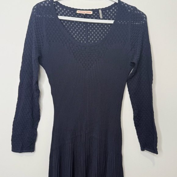 NEW Rebecca Taylor La Vie Dia Pointelle Sweater Dress Size large - Picture 3 of 9